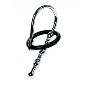 Серебристый уретральный плаг-бусины TOYFA Metal с мягким фиксириющим кольцом - ToyFa - купить с доставкой в Березниках