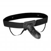 Чёрный полый страпон с вибрацией Unisex Vibrating Hollow Strap-On - 14 см. - Lux Fetish - купить с доставкой в Березниках