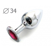 Коническая серебристая анальная втулка с малиновым кристаллом - 8,2 см. - Anal Jewelry Plug - купить с доставкой в Березниках