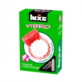 Розовое эрекционное виброкольцо Luxe VIBRO  Поцелуй стриптизёрши  + презерватив - Luxe - в Березниках купить с доставкой