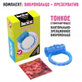 Голубое эрекционное виброкольцо Luxe VIBRO  Райская птица  + презерватив - Luxe - в Березниках купить с доставкой