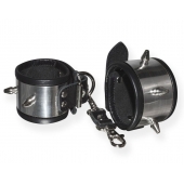 Серебристо-черные наручники с шипами и металлическим блеском - Sitabella - купить с доставкой в Березниках