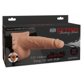 Телесный полый страпон с имитацией эякуляции 7.5  Hollow Squirting Strap-On with Balls Flesh - 21,6 см. - Pipedream - купить с доставкой в Березниках