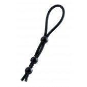 Черное лассо на пенис с тремя бусинами - A-toys - в Березниках купить с доставкой