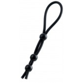 Черное лассо на пенис с тремя бусинами - A-toys - в Березниках купить с доставкой