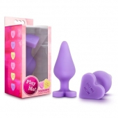 Фиолетовая анальная пробка Naughty Candy Heart Do Me Now - 8,9 см. - Blush Novelties - купить с доставкой в Березниках