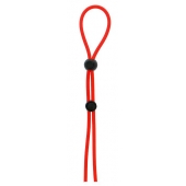 Красное лассо на пенис с двумя бусинами STRETCHY LASSO CAGE - Dream Toys - в Березниках купить с доставкой