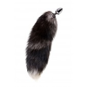 Серебристая металлическая анальная втулка с хвостом чернобурой лисы - размер S - ToyFa - купить с доставкой в Березниках