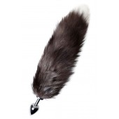 Серебристая металлическая анальная втулка с хвостом чернобурой лисы - размер S - ToyFa - купить с доставкой в Березниках