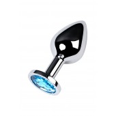 Серебристая конусовидная анальная пробка с голубым кристаллом - 8 см. - ToyFa - купить с доставкой в Березниках