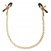 Чёрные с золотом зажимы на соски Gold Chain Nipple Clamps - Pipedream - купить с доставкой в Березниках