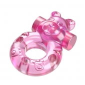 Розовое эрекционное виброкольцо на пенис Pink Bear - Baile - в Березниках купить с доставкой
