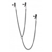 Черные зажимы на соски и клитор на цепочке DELUXE NIPPLE   CLIT CLAMPS - Dream Toys - купить с доставкой в Березниках