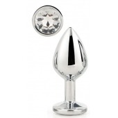 Серебристая анальная втулка с прозрачным кристаллом - 7,1 см. - Dream Toys - купить с доставкой в Березниках