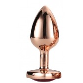 Золотистая анальная втулка с кристаллом-сердечком розового цвета - 7,1 см. - Dream Toys - купить с доставкой в Березниках