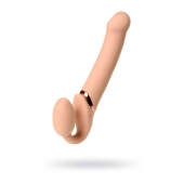 Телесный безремневой вибрострапон Vibrating Bendable Strap-On L - Strap-on-me - купить с доставкой в Березниках