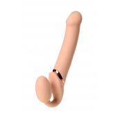 Телесный безремневой вибрострапон Vibrating Bendable Strap-On L - Strap-on-me - купить с доставкой в Березниках