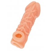 Телесная закрытая насадка с венками Cock Sleeve Size S - 13,8 см. - KOKOS - в Березниках купить с доставкой