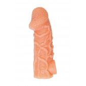 Телесная закрытая насадка с венками Cock Sleeve Size L - 17,6 см. - KOKOS - в Березниках купить с доставкой