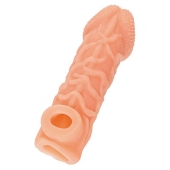 Телесная закрытая насадка с венками Cock Sleeve Size L - 17,6 см. - KOKOS - в Березниках купить с доставкой