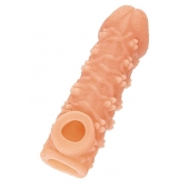Телесная закрытая насадка с пучками шишечек Cock Sleeve Size L - 17,6 см. - KOKOS - в Березниках купить с доставкой