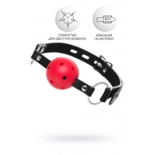 Красный кляп-шар на черных ремешках - ToyFa - купить с доставкой в Березниках