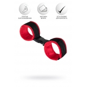 Красно-черные велюровые наручники Anonymo - ToyFa - купить с доставкой в Березниках