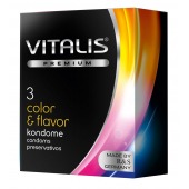 Цветные ароматизированные презервативы VITALIS PREMIUM color   flavor - 3 шт. - Vitalis - купить с доставкой в Березниках