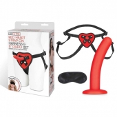 Красный поясной фаллоимитатор Red Heart Strap on Harness   5in Dildo Set - 12,25 см. - Lux Fetish - купить с доставкой в Березниках