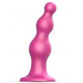 Розовая насадка Strap-On-Me Dildo Plug Beads size S - Strap-on-me - купить с доставкой в Березниках