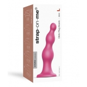 Розовая насадка Strap-On-Me Dildo Plug Beads size L - Strap-on-me - купить с доставкой в Березниках