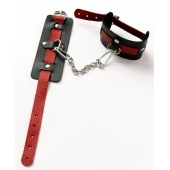 Черные оковы с красным декором и заклепками - Crazy Handmade - купить с доставкой в Березниках