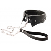 Черный ошейник-воротничок с металлическим поводком - Crazy Handmade - купить с доставкой в Березниках