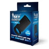 Черная открытая насадка на пенис с кольцом для мошонки XXXL-size - 9,9 см. - Sex Expert - в Березниках купить с доставкой