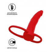 Красная насадка на пенис для двойного проникновения Black Red - 16,5 см. - ToyFa - купить с доставкой в Березниках