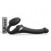 Черный безремневой страпон Multi Orgasm Size S с клиторальной стимуляцией - Strap-on-me - купить с доставкой в Березниках