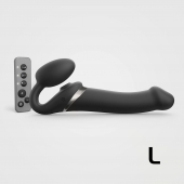 Черный безремневой страпон Multi Orgasm Size L с клиторальной стимуляцией - Strap-on-me - купить с доставкой в Березниках
