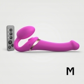 Ярко-розовый безремневой страпон Multi Orgasm Size M с клиторальной стимуляцией - Strap-on-me - купить с доставкой в Березниках