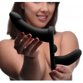 Черный вибрострапон Double Take 10X Double Penetration Vibrating Strap-on Harness - XR Brands - купить с доставкой в Березниках