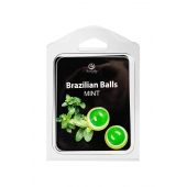 Набор из 2 шариков с массажным маслом Brazilian Balls с ароматом мяты - Secret Play - купить с доставкой в Березниках