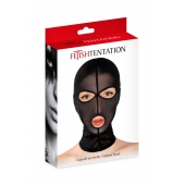 Черная сетчатая маска на голову с отверстиями для глаз и рта - Fetish Tentation - купить с доставкой в Березниках