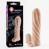 Телесная насадка-удлинитель Okoto со спиралевидным рельефом - 16 см. - Sitabella - в Березниках купить с доставкой