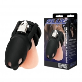 Черная клетка для пениса Silicone Small 2 in Cock Cage With Ball Divider - BlueLine - купить с доставкой в Березниках
