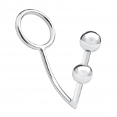 Кольцо на пенис с анальным стимулятором Two Bead Stainless Steel Anal Hook   Cock Ring - BlueLine - в Березниках купить с доставкой