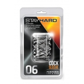 Прозрачная насадка с объёмными чёрточками STAY HARD COCK SLEEVE 06 CLEAR - Blush Novelties - в Березниках купить с доставкой