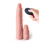 Телесная вибронасадка на член 3  Vibrating Mega X-tension with Remote - 22,9 см. - Pipedream - в Березниках купить с доставкой