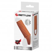 Телесная насадка на пенис с ребрышками и подхватом мошонки - Baile - в Березниках купить с доставкой