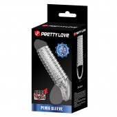 Прозрачная насадка на пенис с ребрышками и подхватом мошонки - Baile - в Березниках купить с доставкой