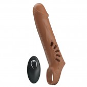 Коричневая вибронасадка с подхватом мошонки и пультом ДУ - Baile - в Березниках купить с доставкой