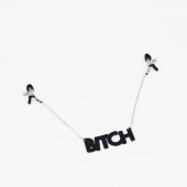 Зажимы на соски с кожаной подвеской Bitch - Crazy Handmade - купить с доставкой в Березниках